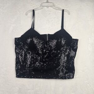 Love 83 Women's Black Sequin Corset Size 3XL Plunge V‎ Neck